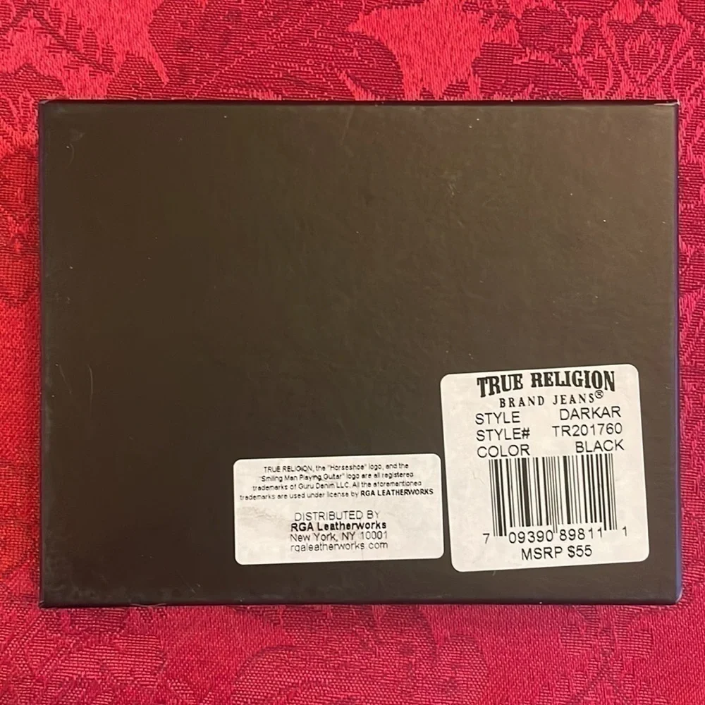 Brand New True Religion Genuine Leather Black Darkar Wallet w/ Desk Valet RFID